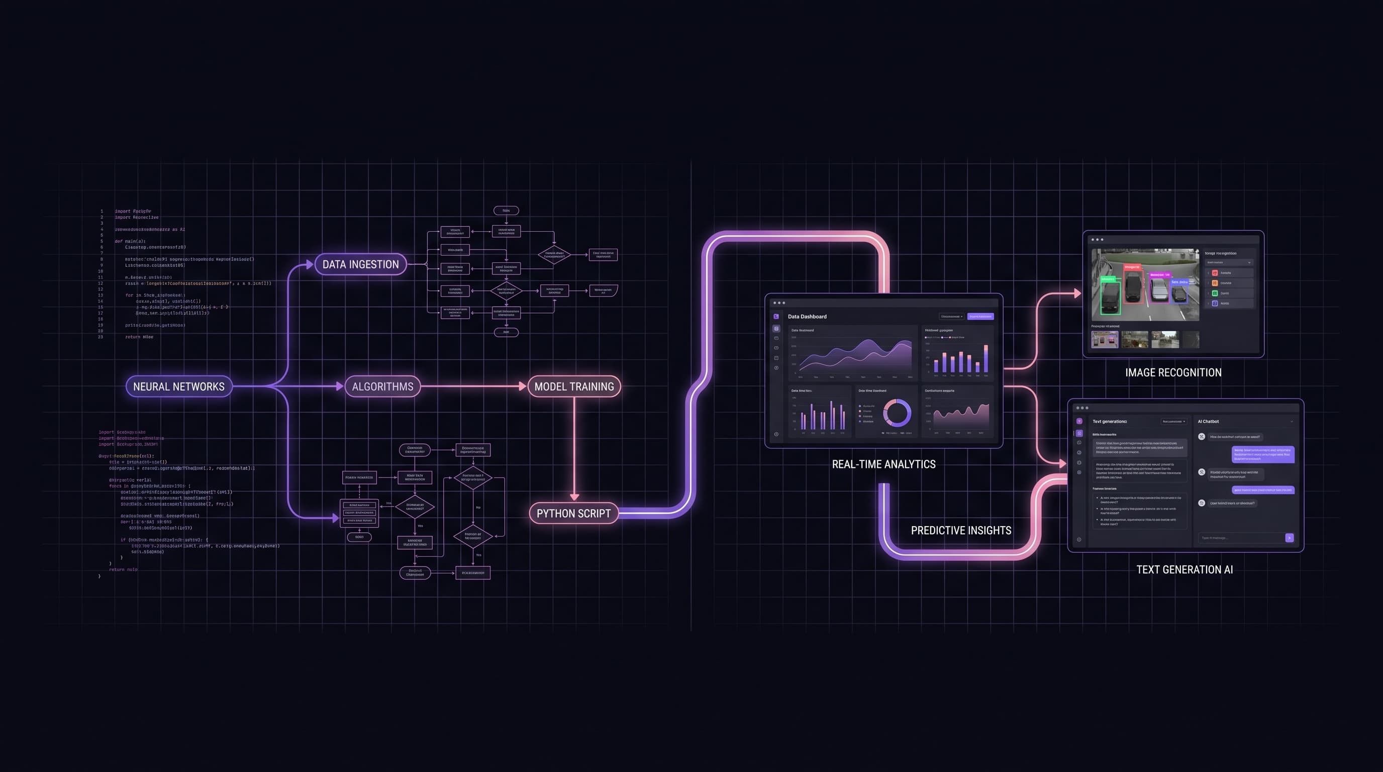 Split-screen composition contrasting raw, unrefined AI output with considered, refined output